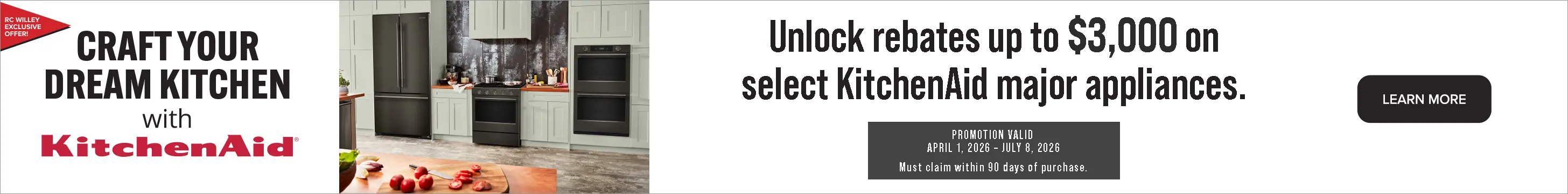 Unlock rebates up to $3000 on select kitchenAid major appliances.