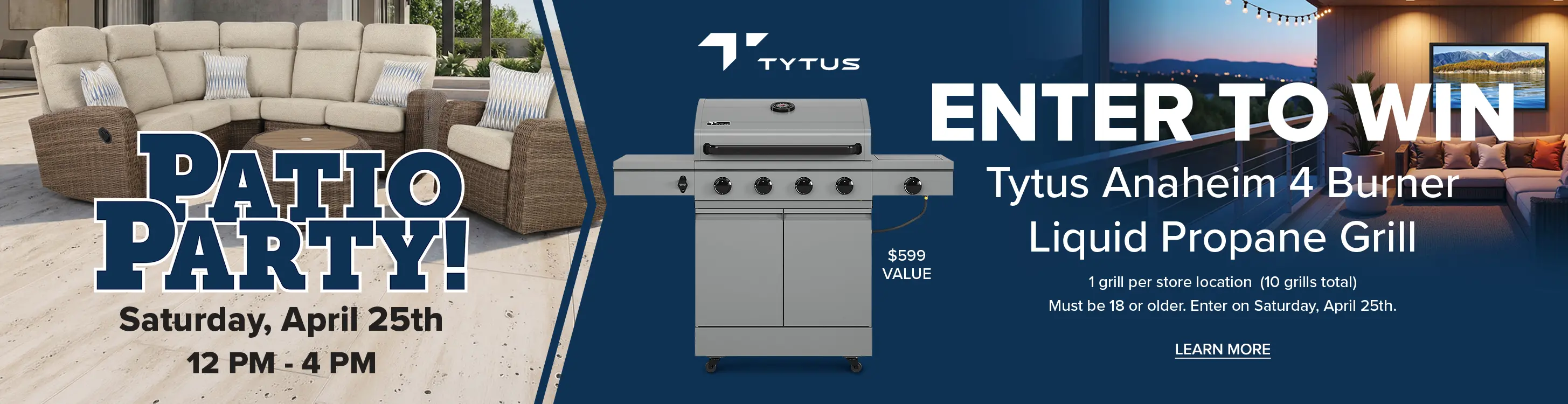Enter to win a Tytus Anaheim 4-burner LP gas grill.