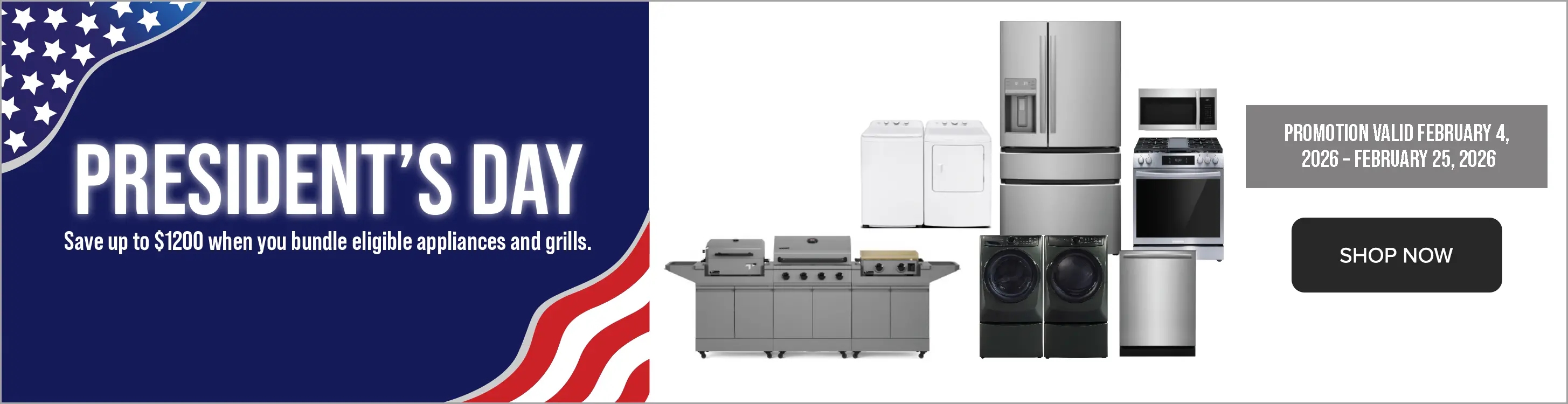 Save up to $1200 when you bundle eligible appliances and grills.