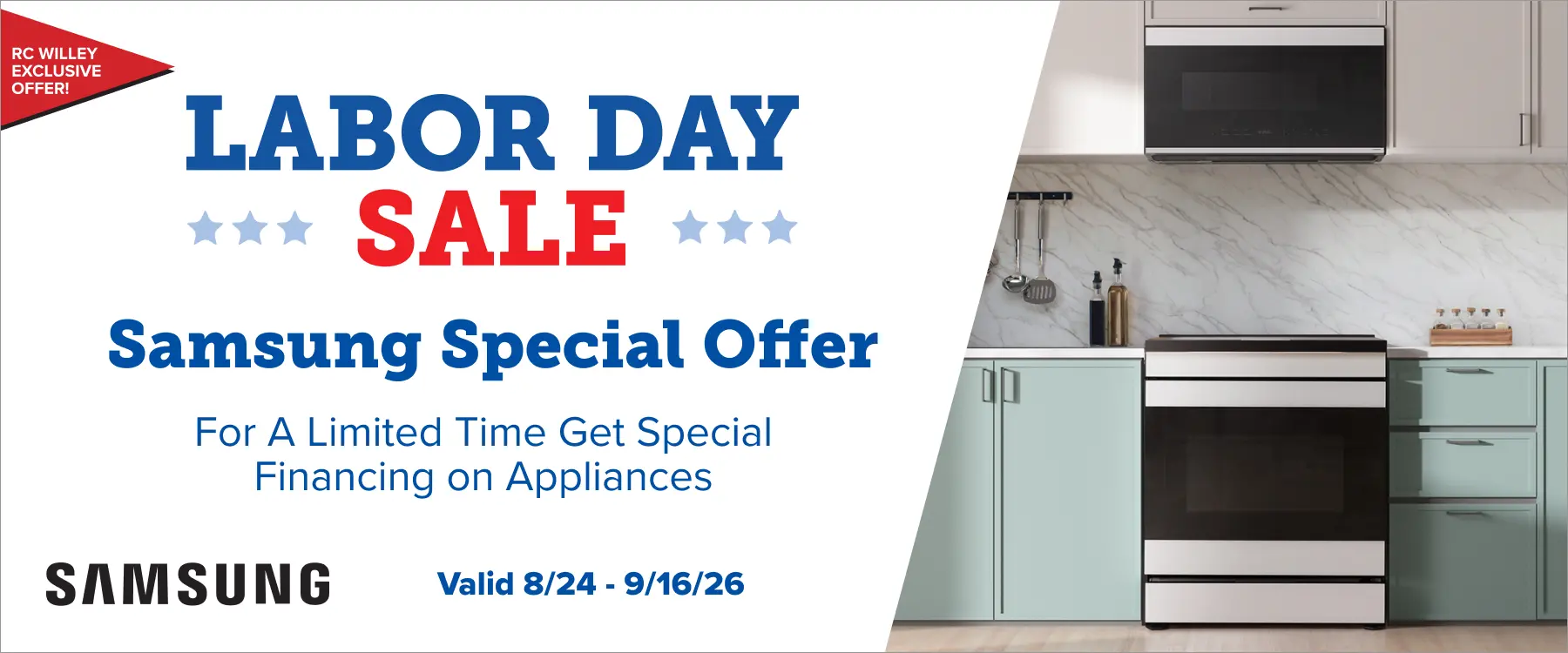 For a limited time get special financing on appliances.