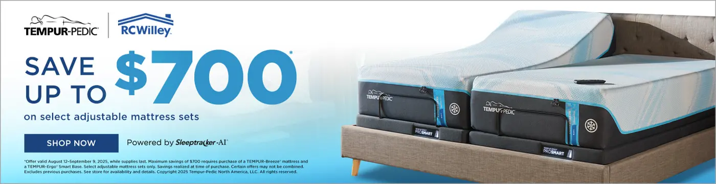 Save up to $700 on select Tempur-Pedic adjustable mattresses.
