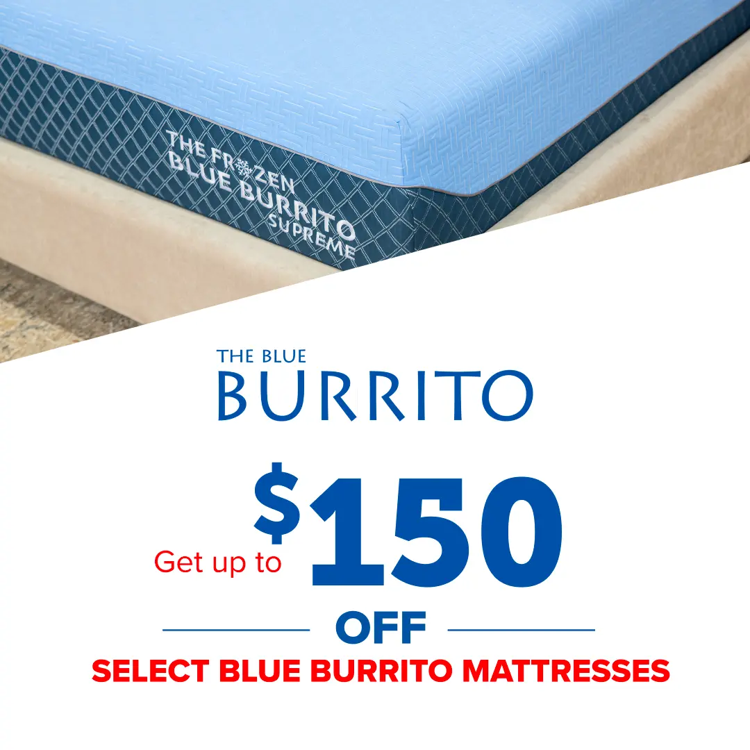 Get up to $150 off Select Blue Burrito Mattresses