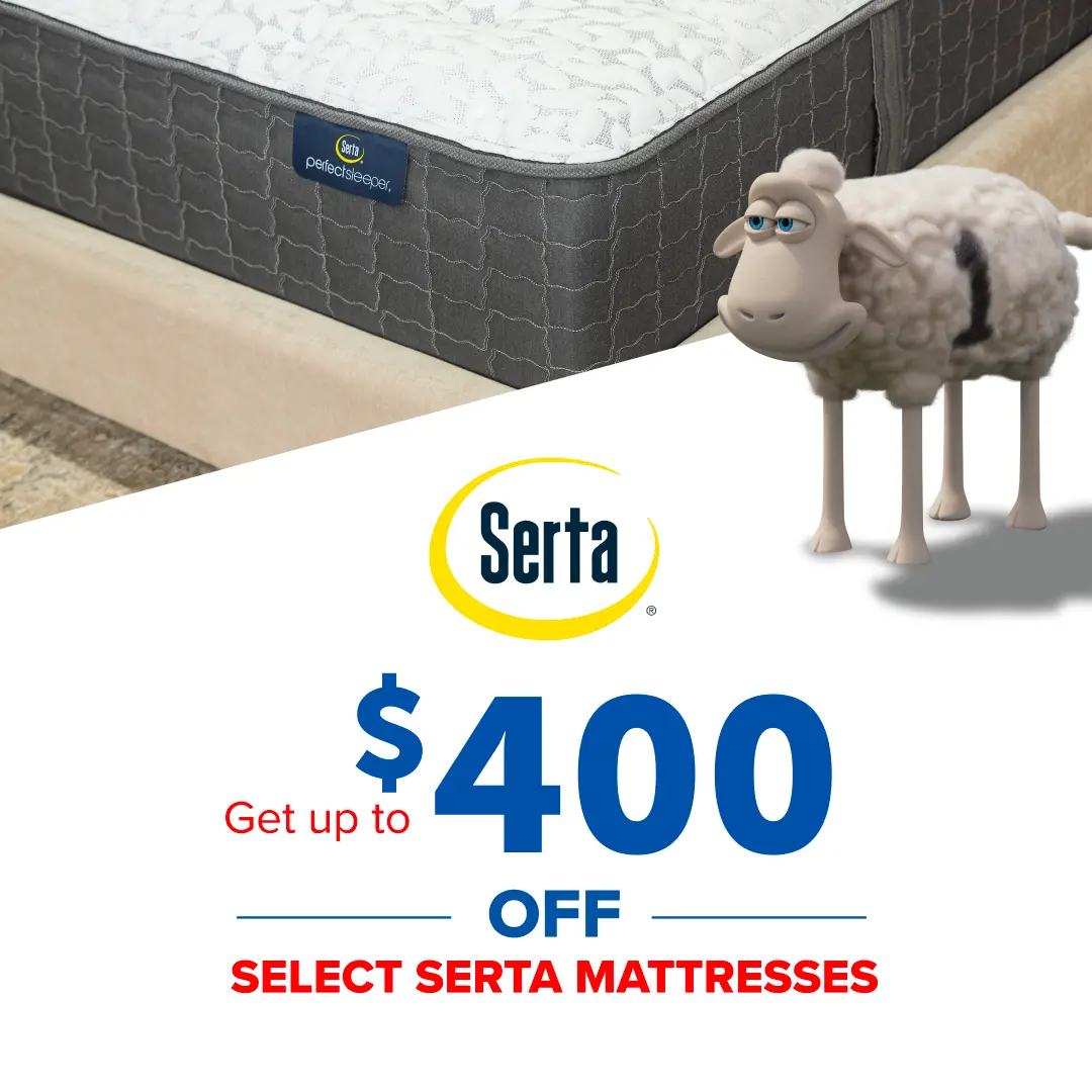 Get up to $400 off Select Serta Mattresses