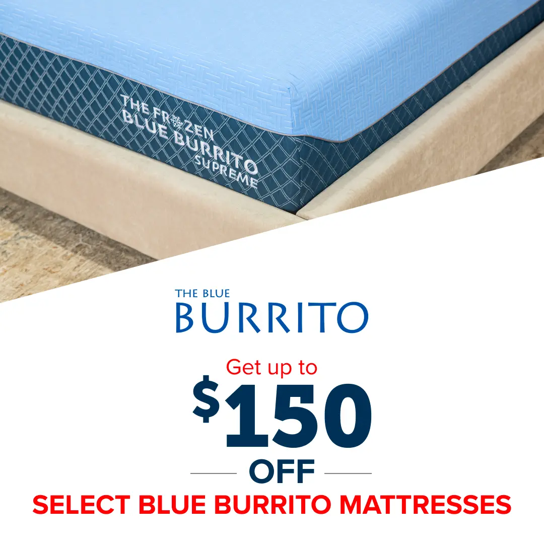 Get up to $150 off Select Blue Burrito Mattresses
