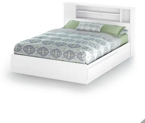 9007A1 Fusion White Full/Queen Bookcase Headboard (54/60 Inch) - South Shore-2