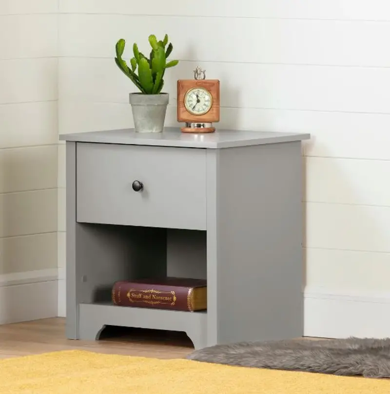 Vito Soft Gray 1-Drawer Nightstand - South Shore