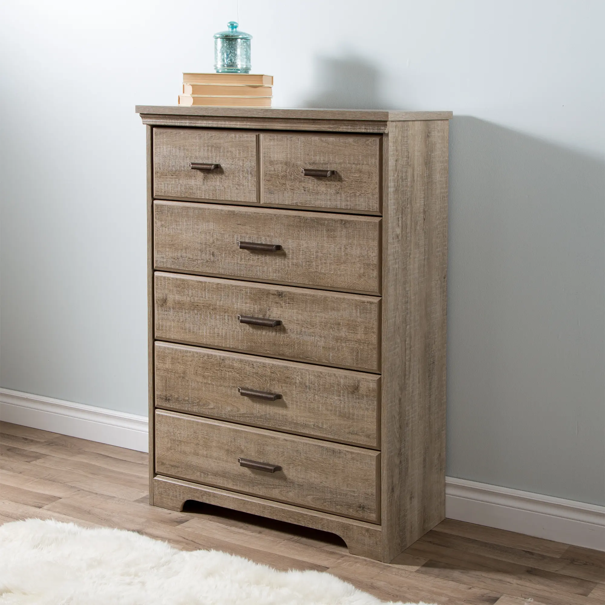 9066035 Versa Casual Contemporary Weathered Oak 5-Drawer Chest - South Shore-2