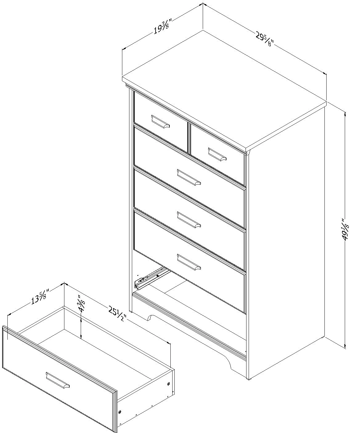 9066035 Versa Casual Contemporary Weathered Oak 5-Drawer Chest - South Shore-1