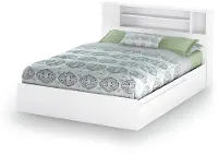 10036 Vito White Queen Mates Bed with Bookcase Headboard - South Shore