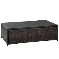 CO7201-BR Palm Harbor Wicker and Glass Patio Coffee Table