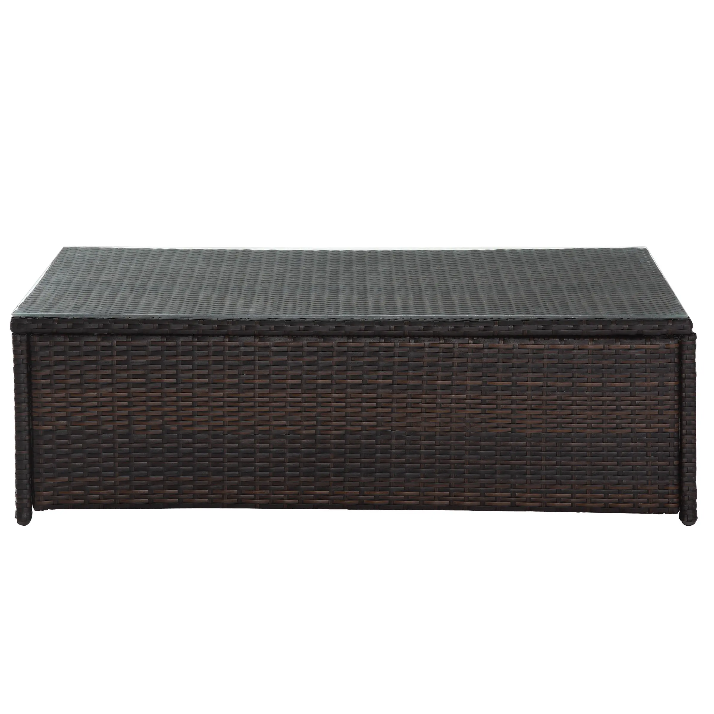 CO7201-BR Palm Harbor Wicker and Glass Patio Coffee Table-3