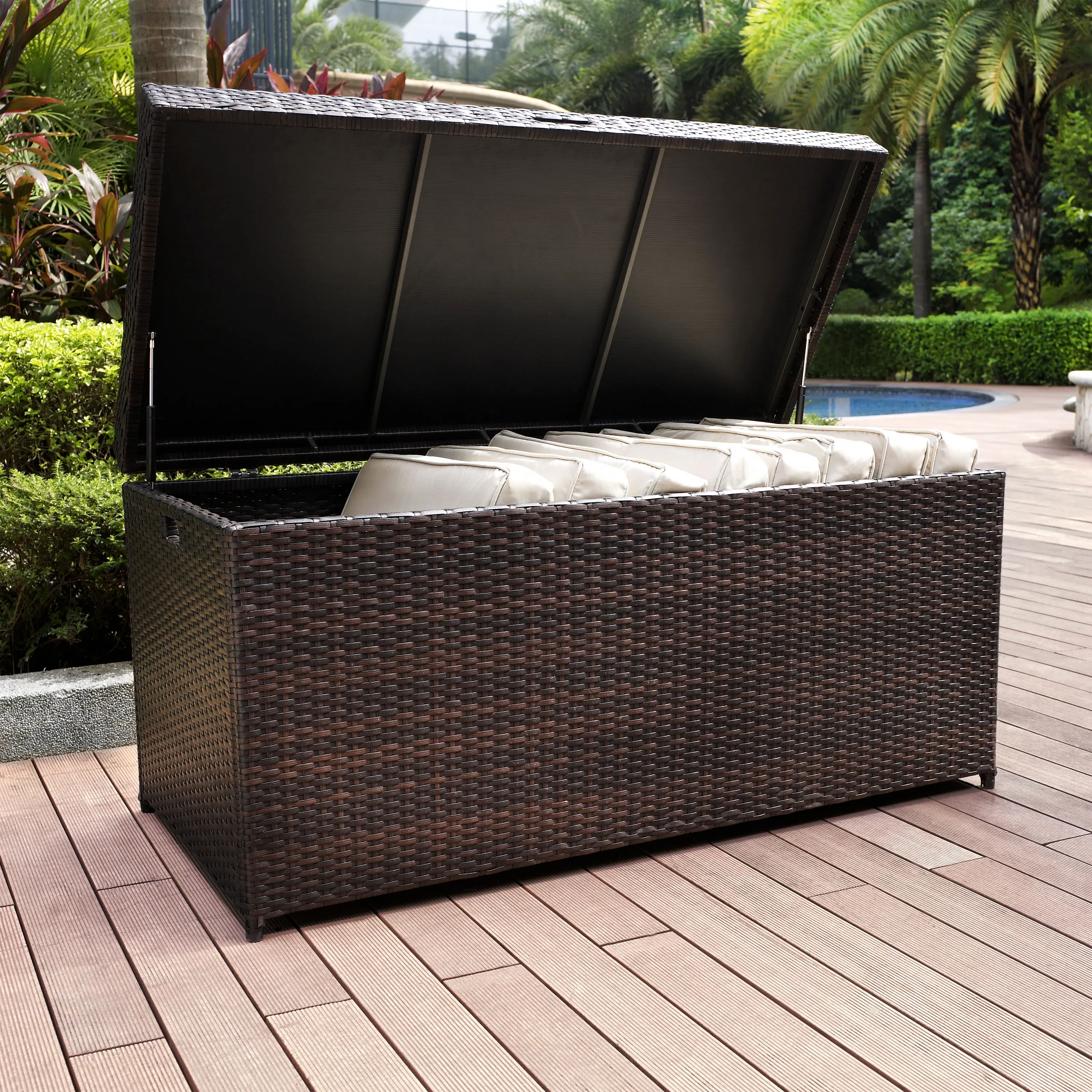 CO7300-BR Palm Harbor Wicker Patio Storage Bin-3