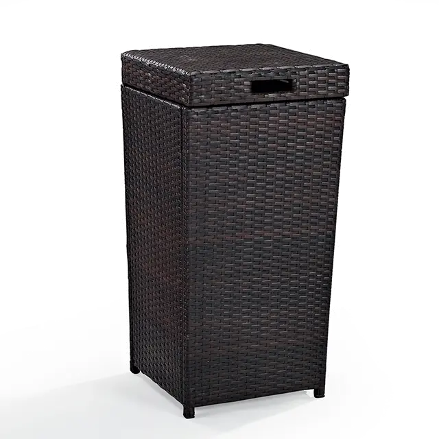 CO7301-BR Palm Harbor Wicker Patio Trash Bin-2
