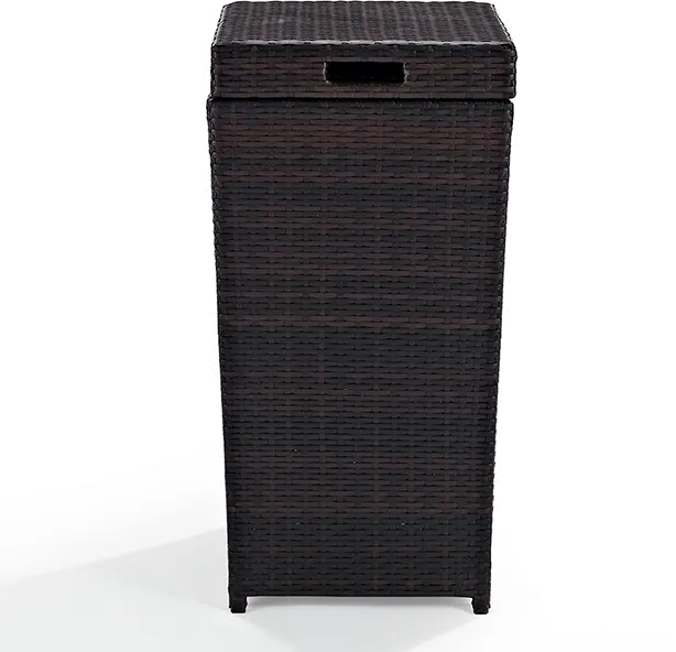 CO7301-BR Palm Harbor Wicker Patio Trash Bin-3