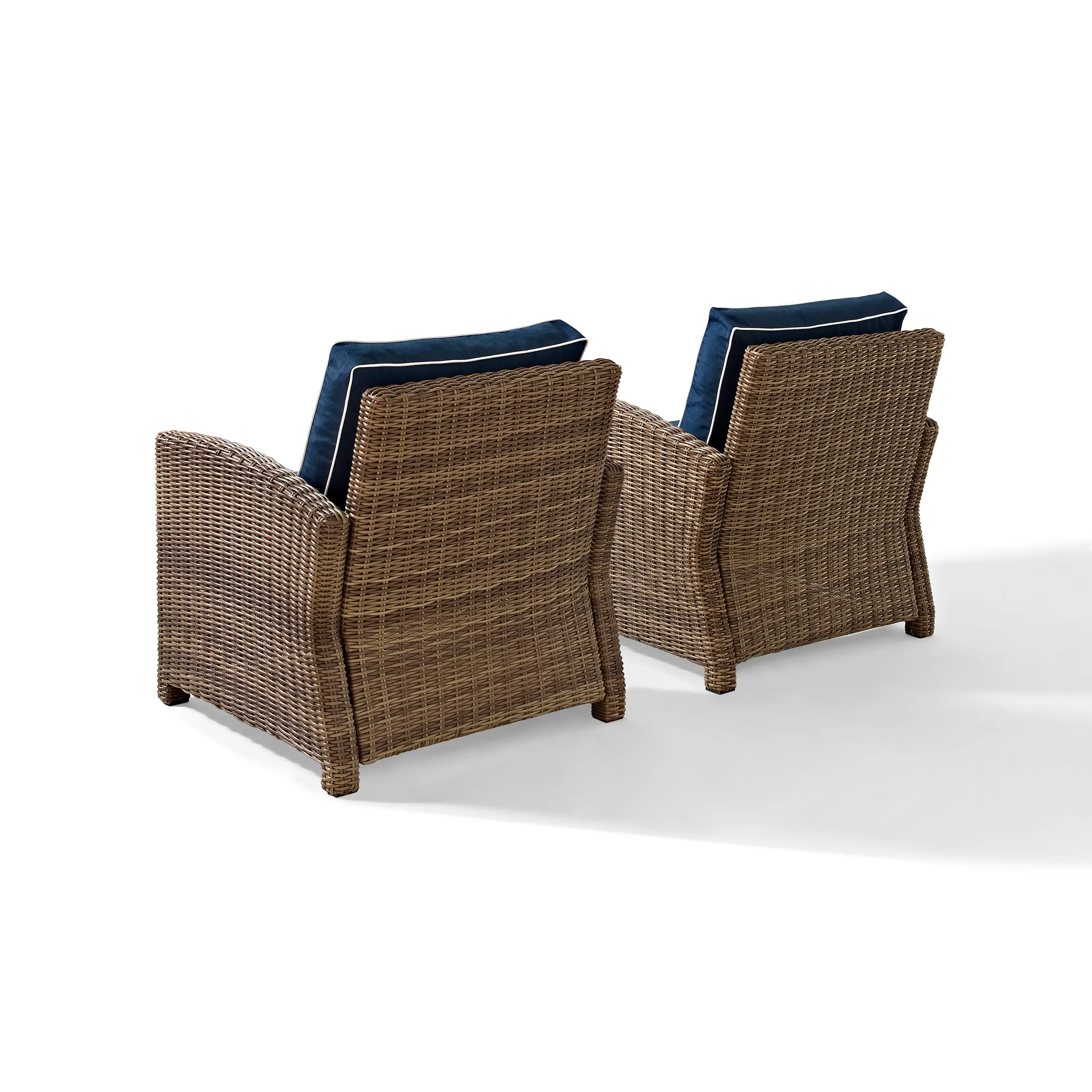 KO70026WB-NV Bradenton Navy and Wicker Patio Armchair, Set of 2-4