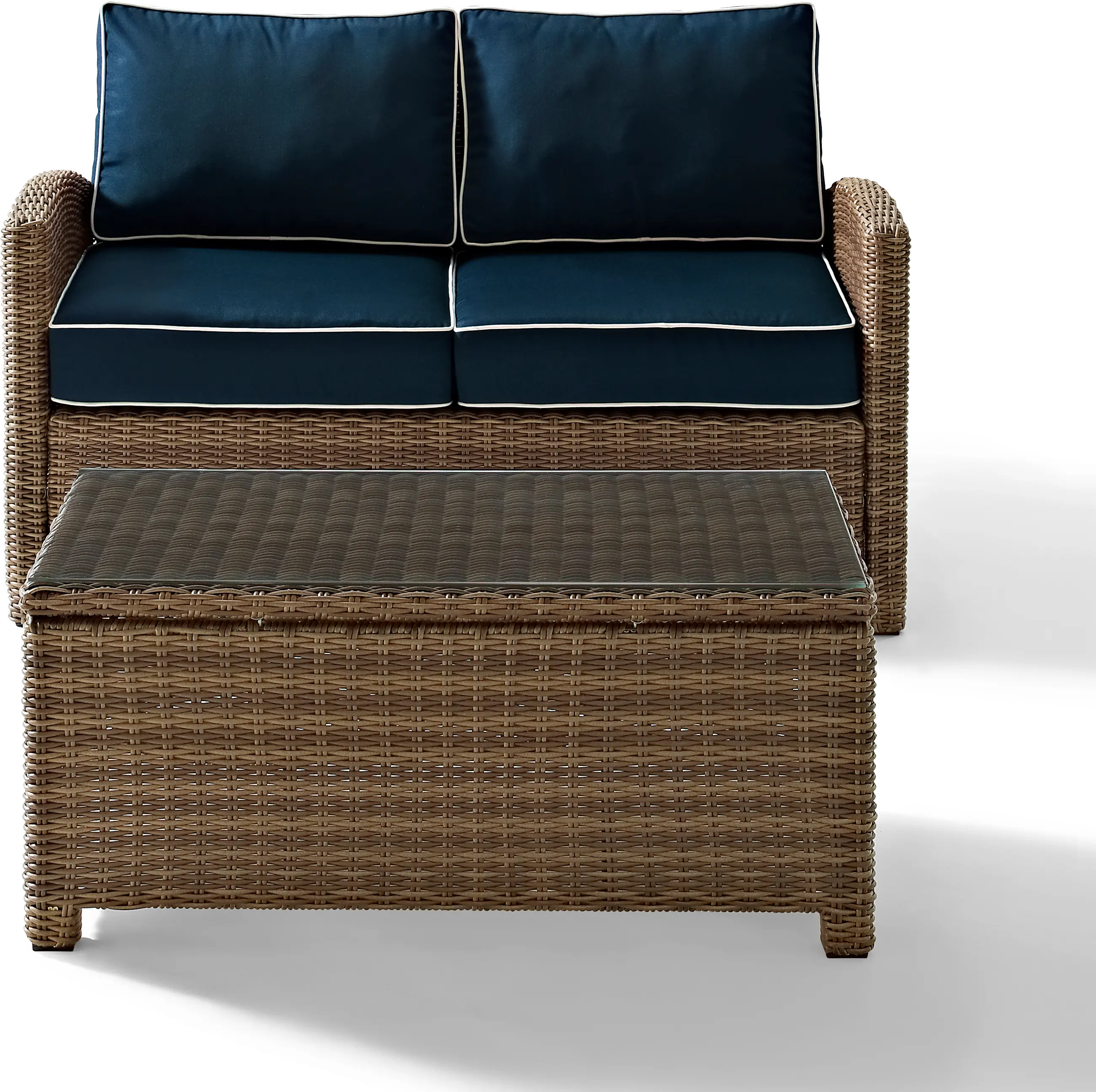 KO70025WB-NV Bradenton Navy and Wicker 2 pc Loveseat and Table Set-3