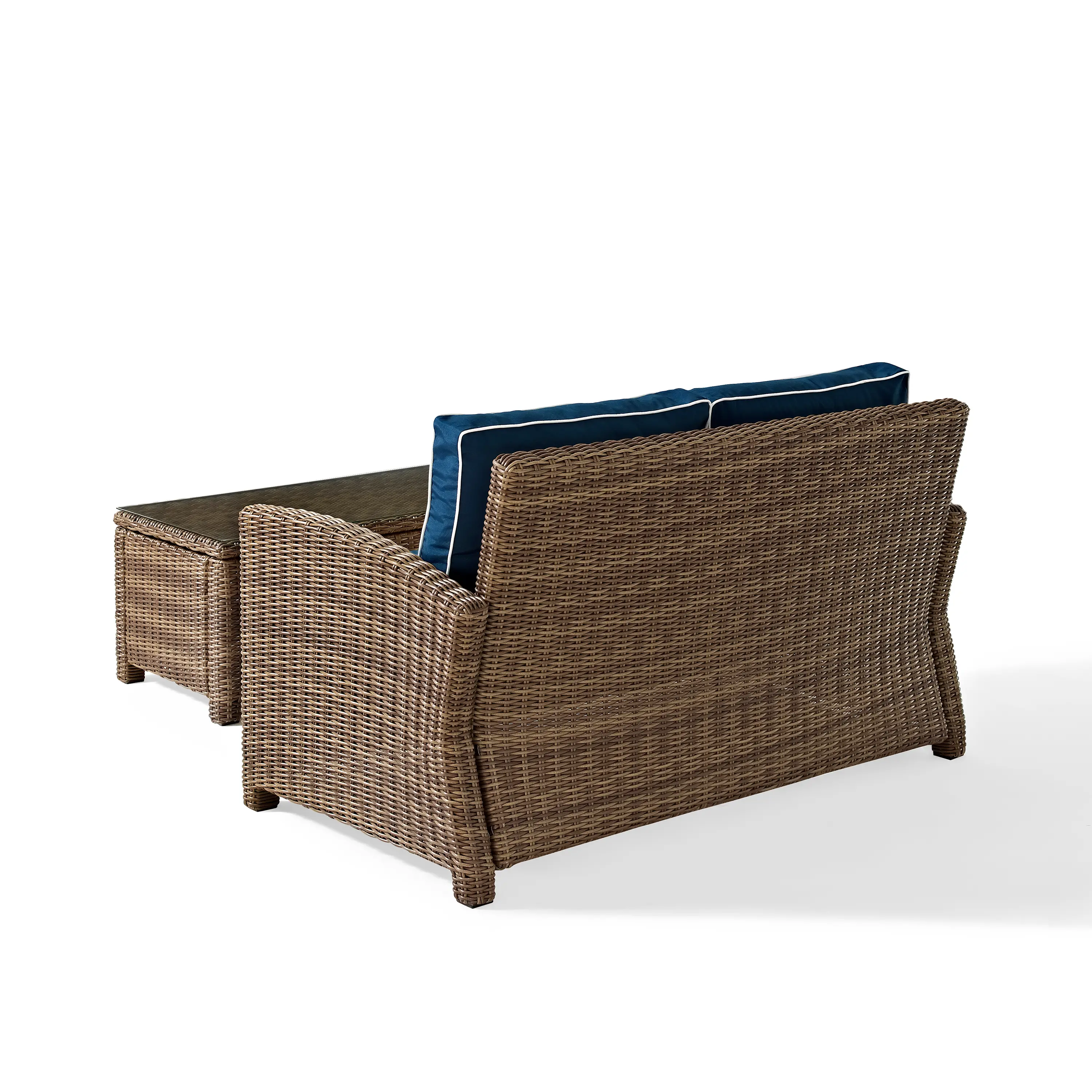 KO70025WB-NV Bradenton Navy and Wicker 2 pc Loveseat and Table Set-4