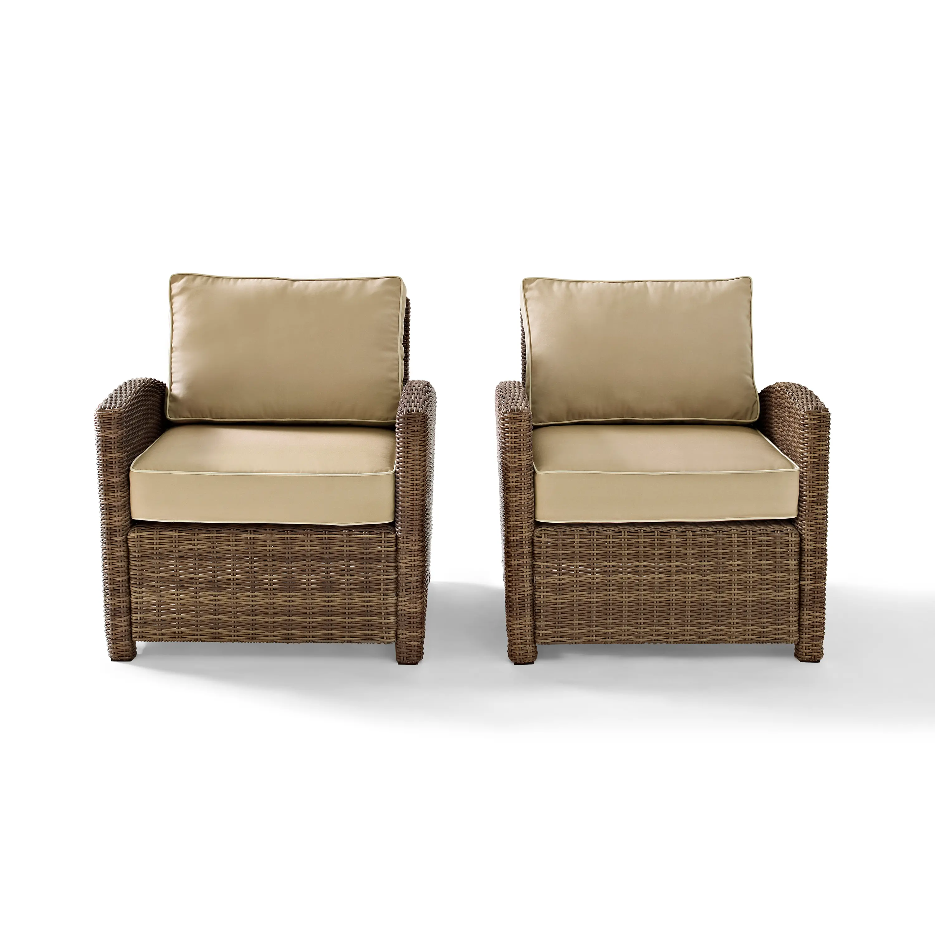 KO70026WB-SA Bradenton Tan and Wicker Patio Armchairs, Set of 2-1