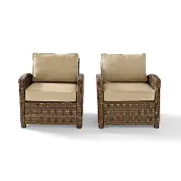 KO70026WB-SA Bradenton Tan and Wicker Patio Armchairs, Set of 2