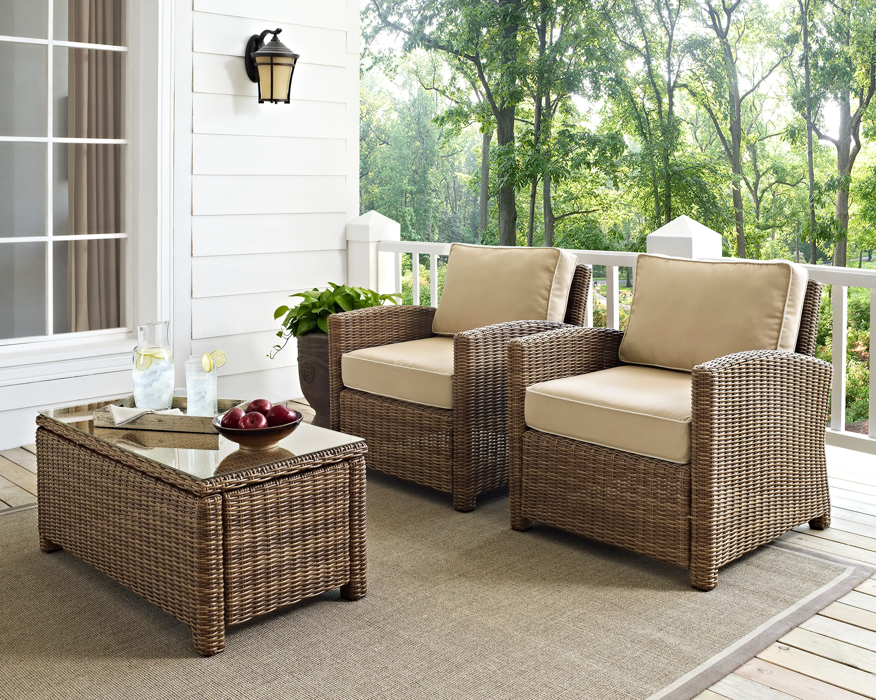 KO70026WB-SA Bradenton Tan and Wicker Patio Armchairs, Set of 2-2