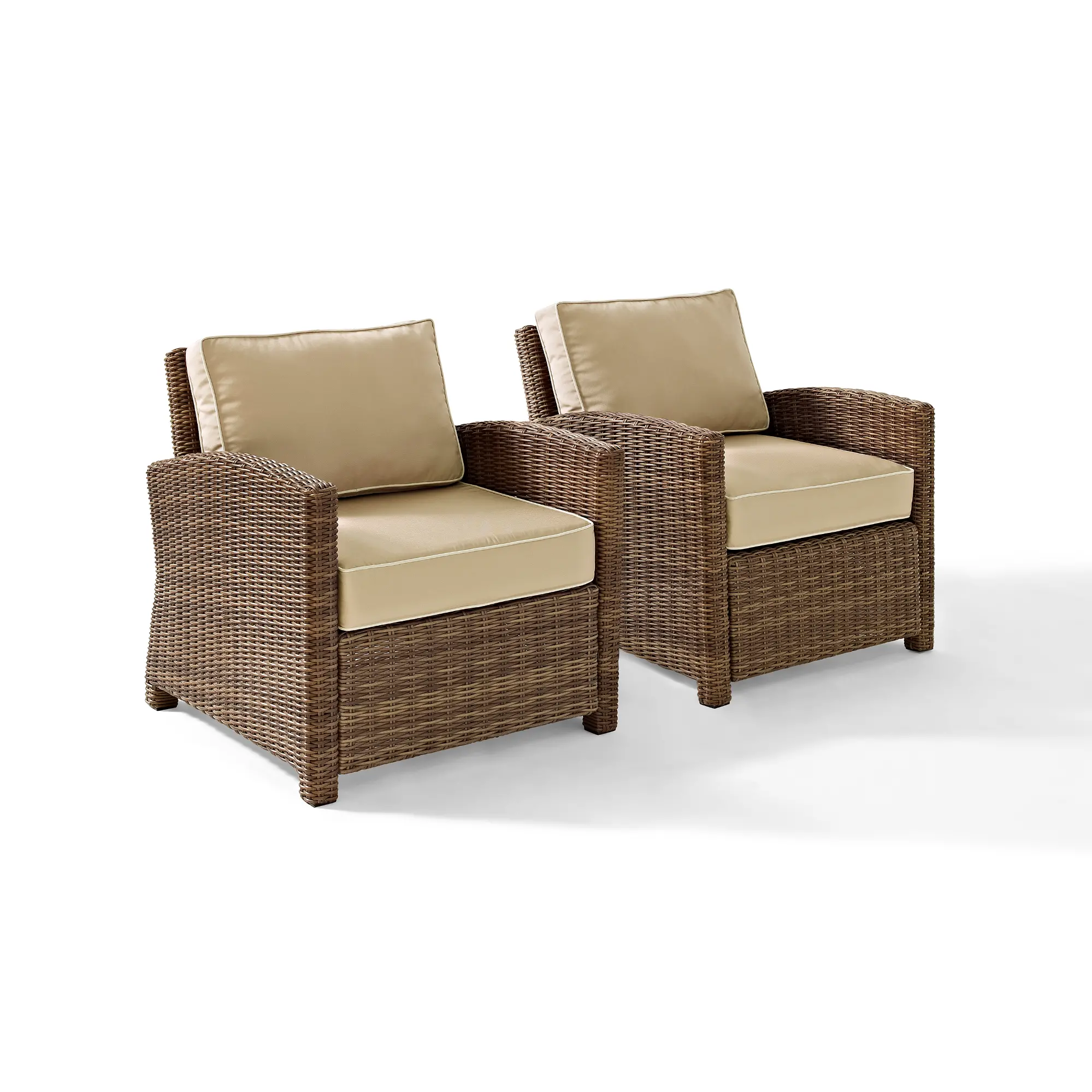 KO70026WB-SA Bradenton Tan and Wicker Patio Armchairs, Set of 2-3