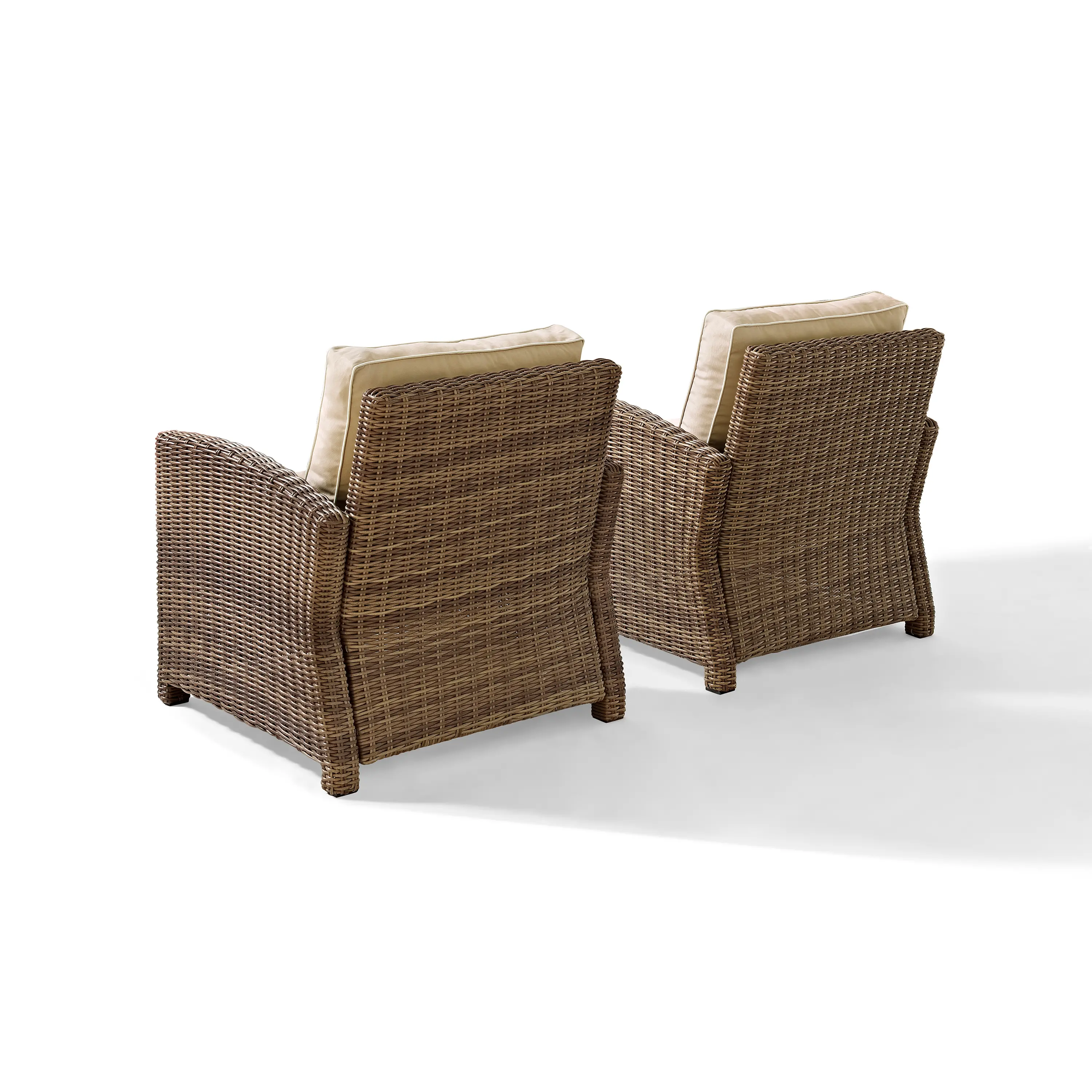 KO70026WB-SA Bradenton Tan and Wicker Patio Armchairs, Set of 2-4