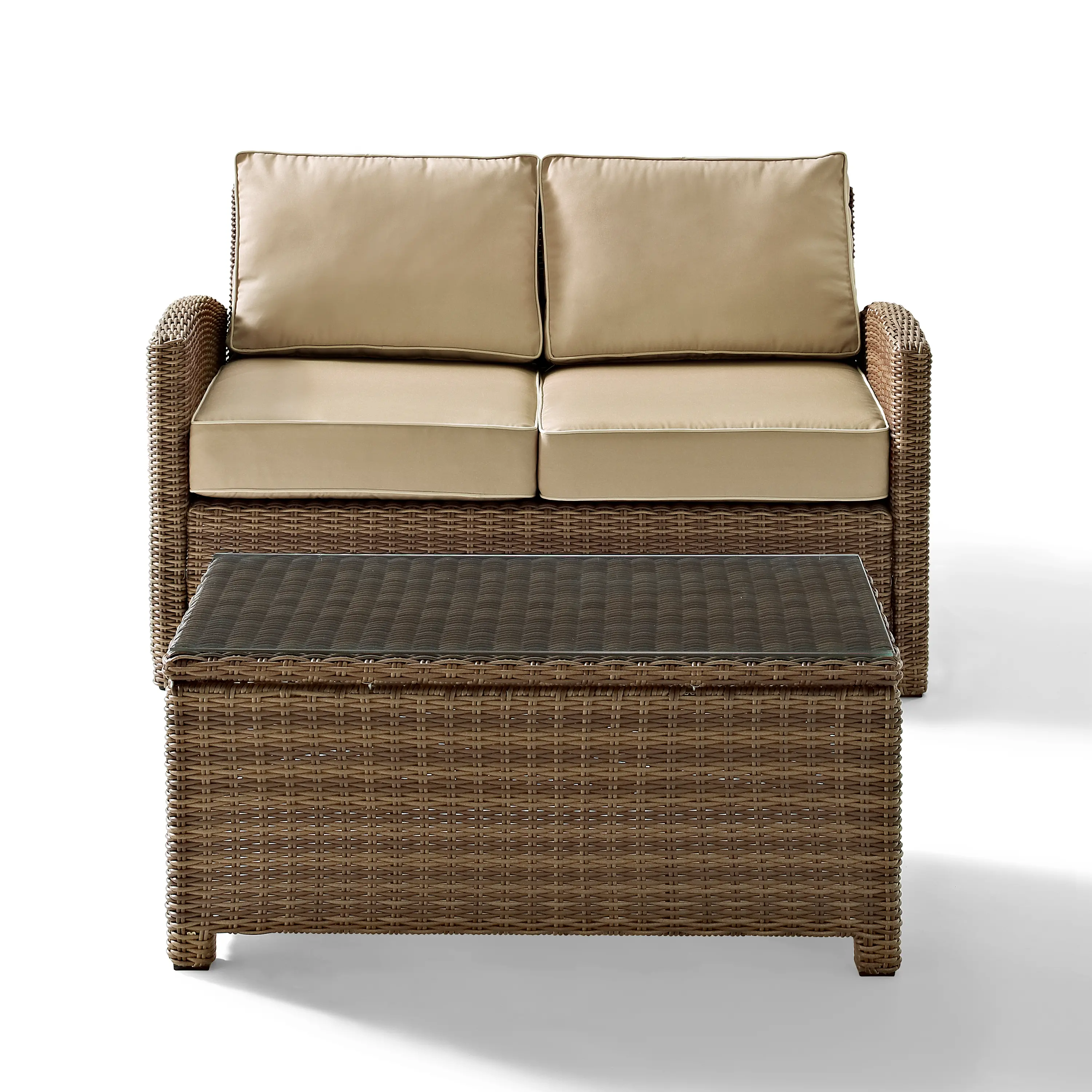 KO70025WB-SA Bradenton 2 Piece Beige and Wicker Loveseat and Table Set-3
