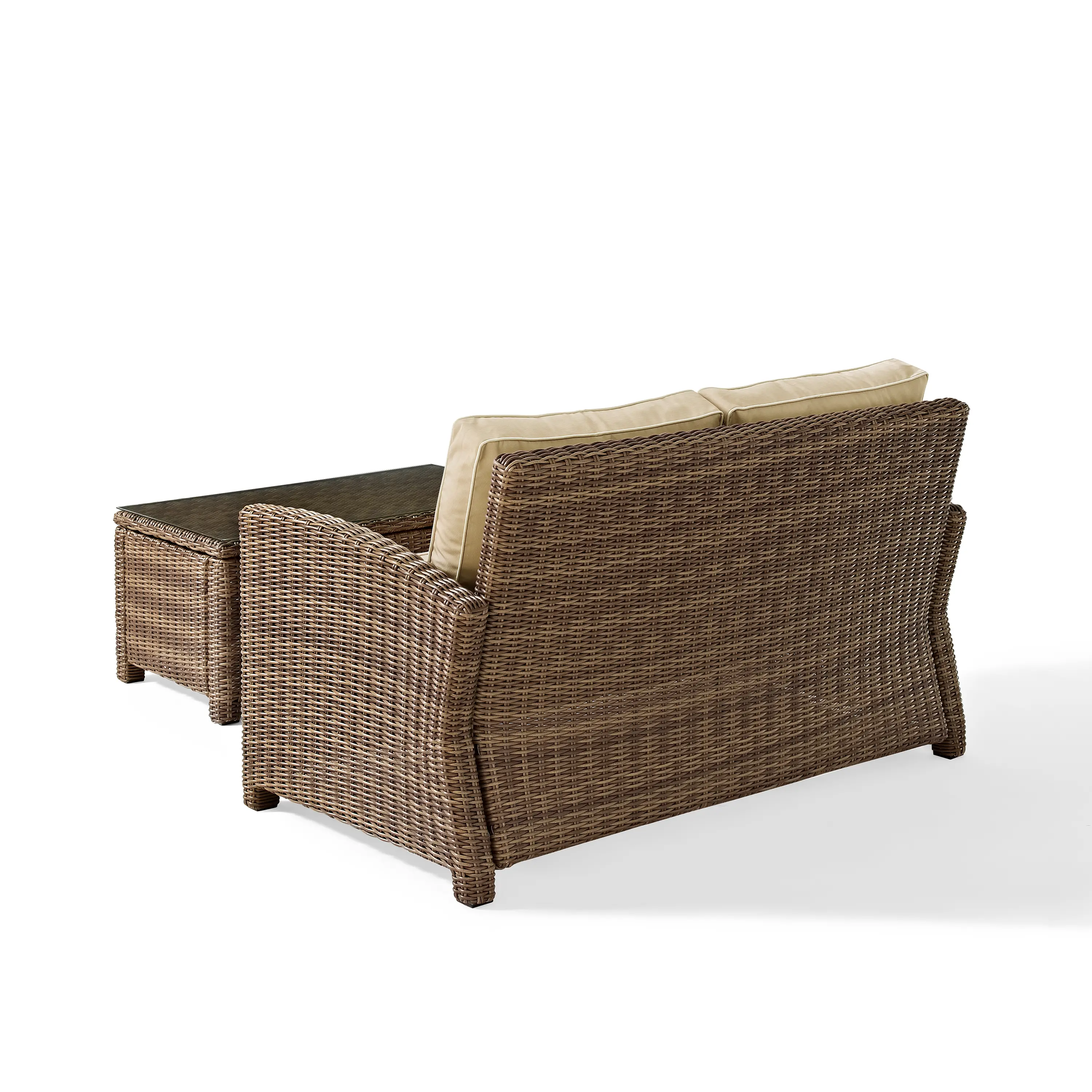 KO70025WB-SA Bradenton 2 Piece Beige and Wicker Loveseat and Table Set-4
