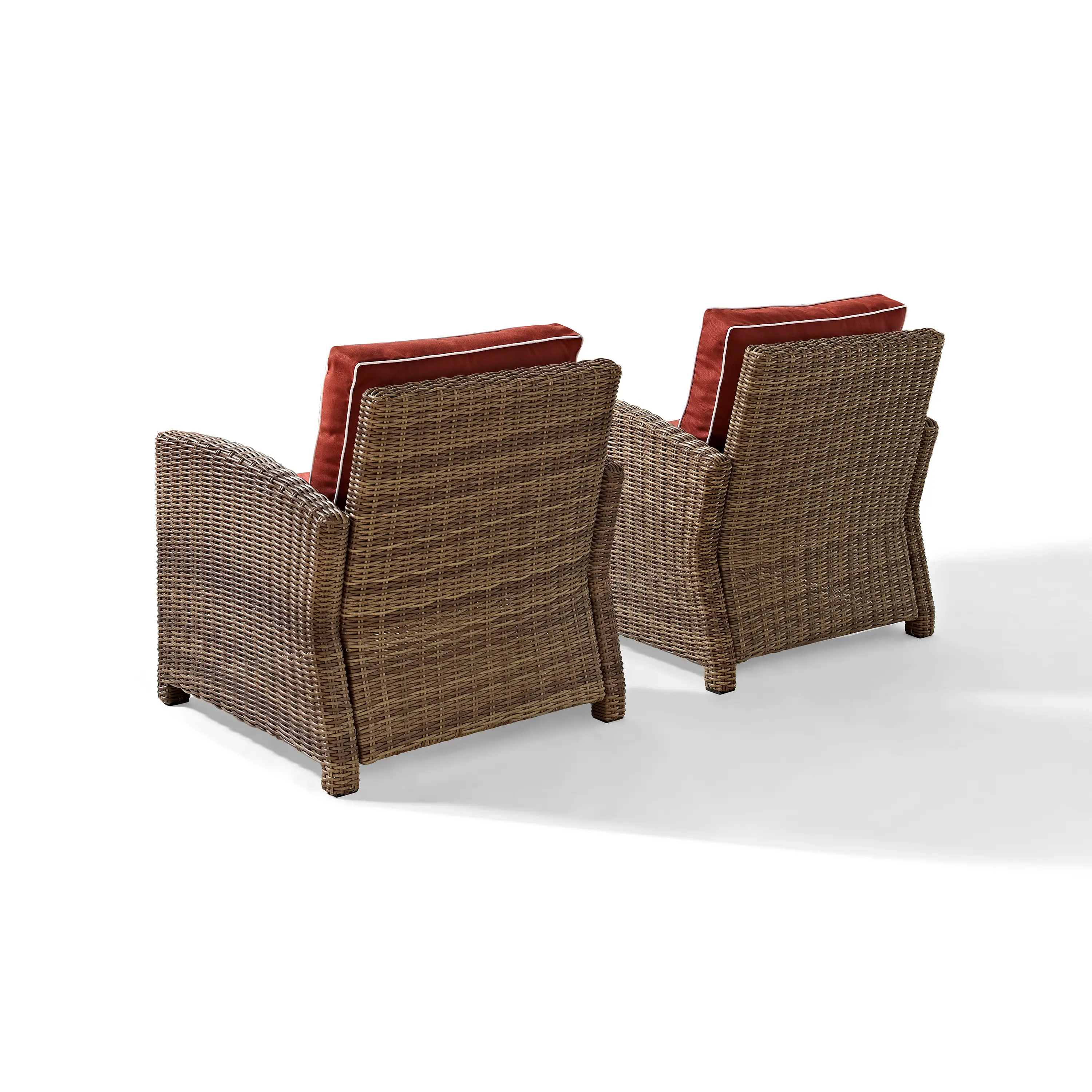 KO70026WB-SG Bradenton Red and Wicker Patio Armchairs, Set of 2-4