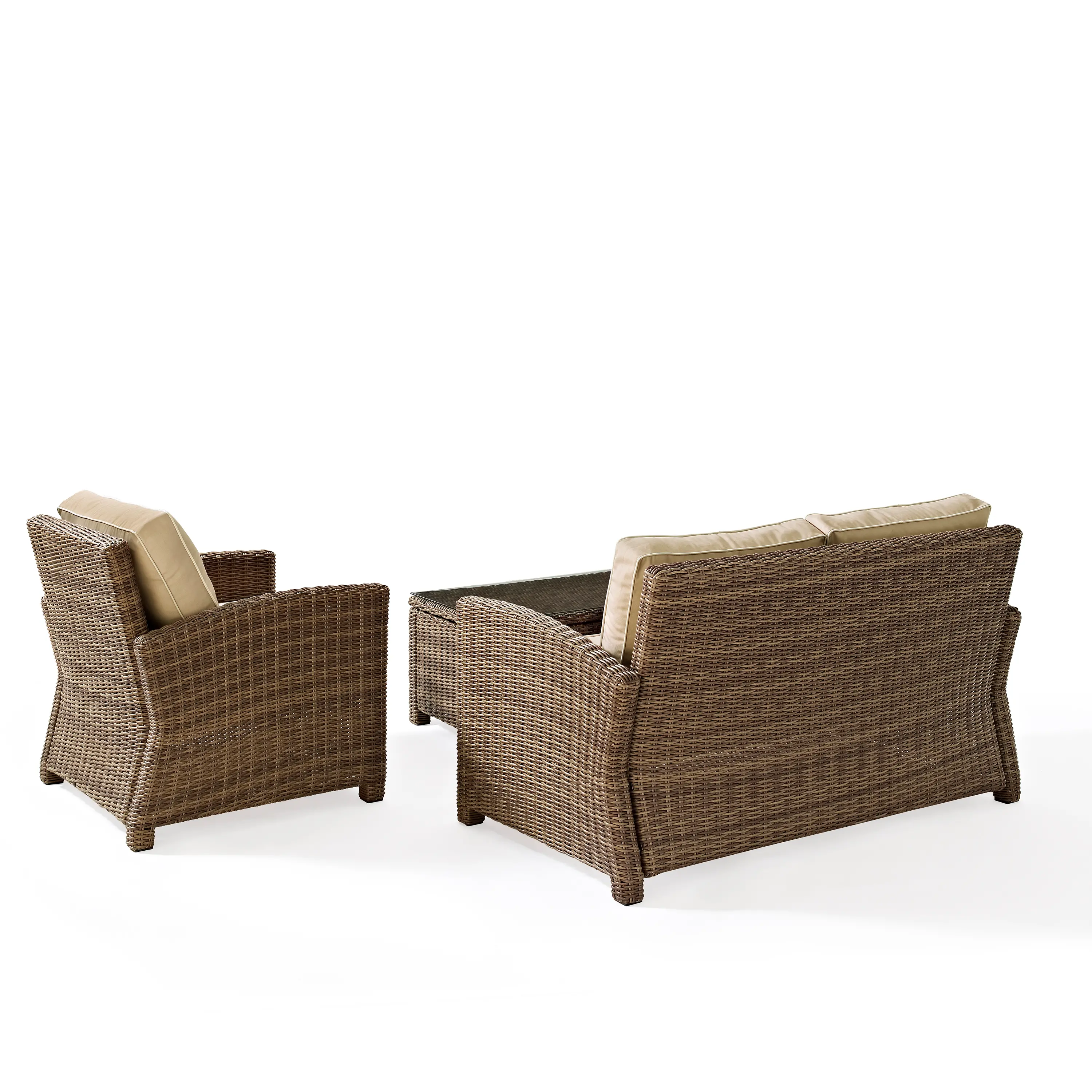 KO70027WB-SA Bradenton 3 Piece Tan and Wicker Patio Seating Set-4