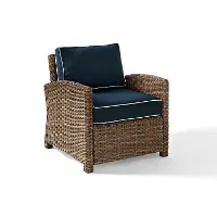 KO70023WB-NV Bradenton Navy and Wicker Patio Armchair