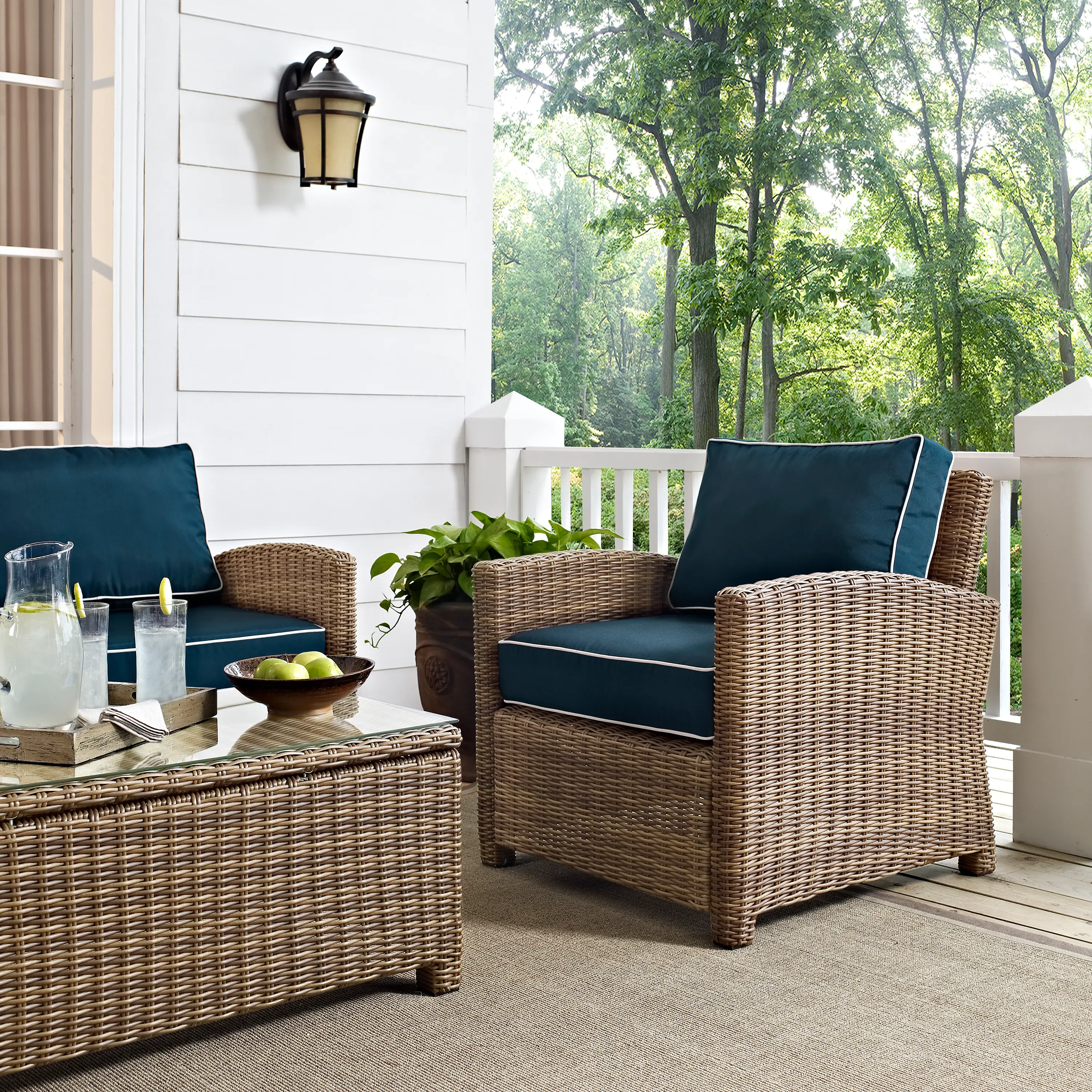 KO70023WB-NV Bradenton Navy and Wicker Patio Armchair-2