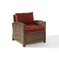 KO70023WB-SG Bradenton Red and Wicker Patio Armchair