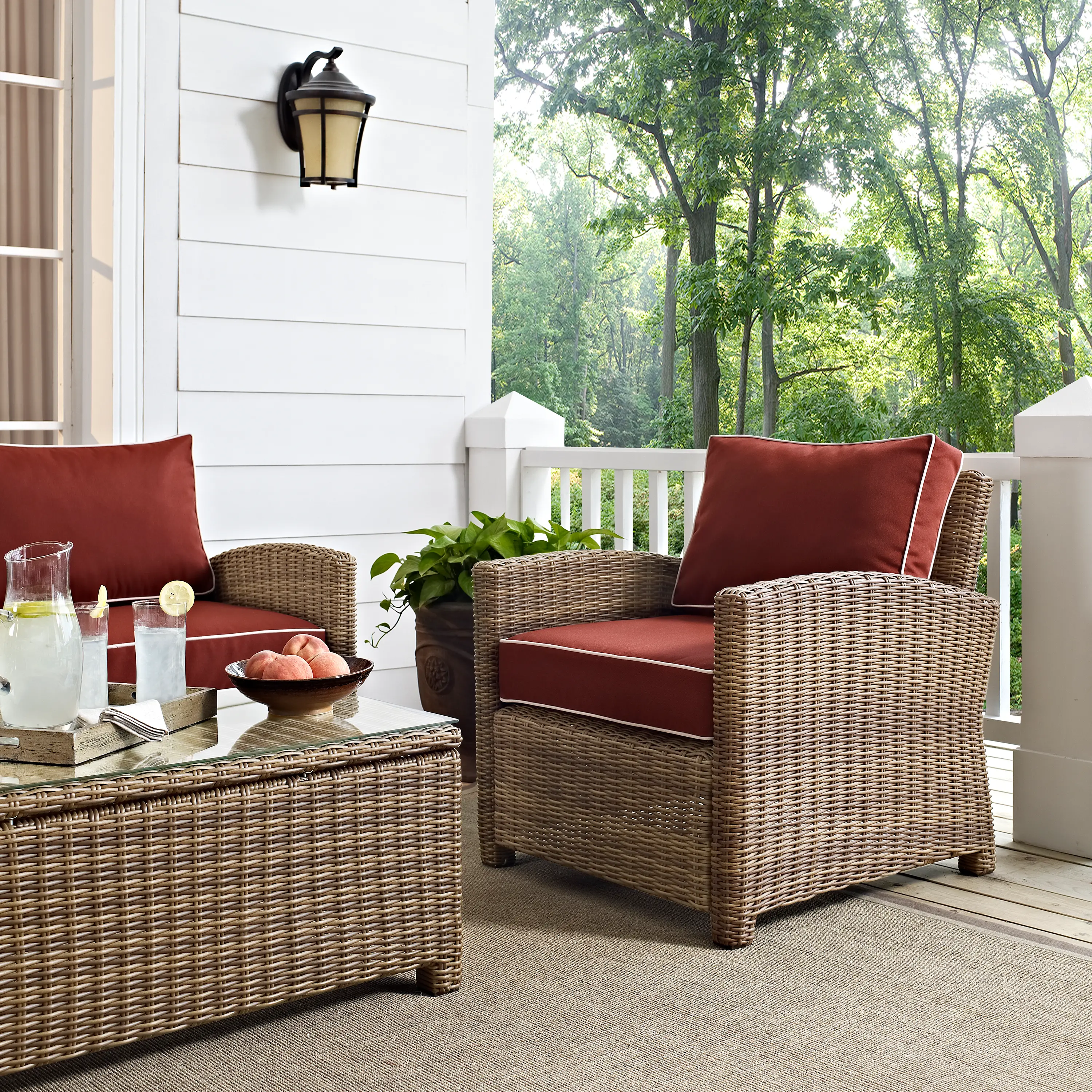 KO70023WB-SG Bradenton Red and Wicker Patio Armchair-2