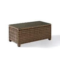 CO7208-WB Bradenton Wicker and Glass Patio Coffee Table