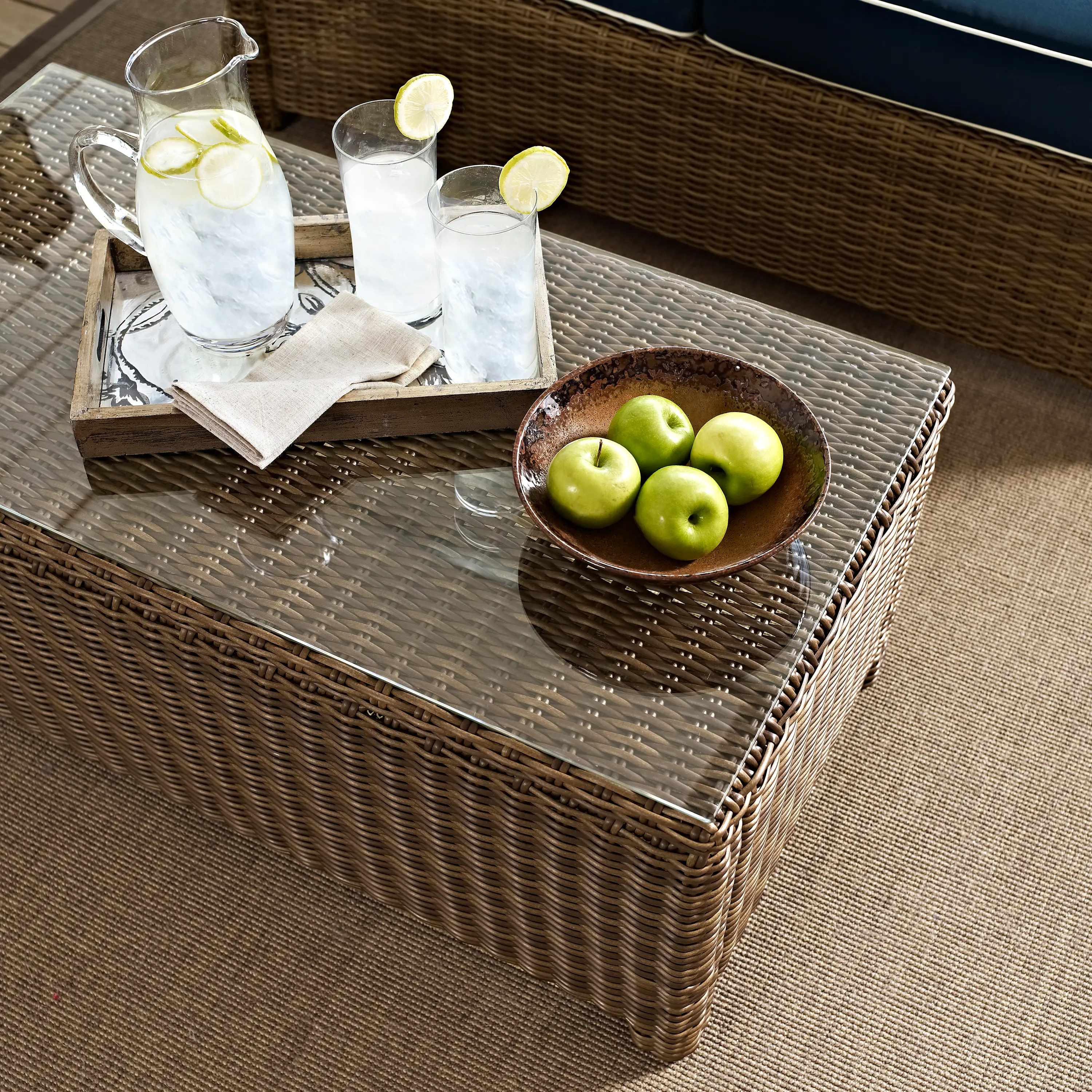 CO7208-WB Bradenton Wicker and Glass Patio Coffee Table-2