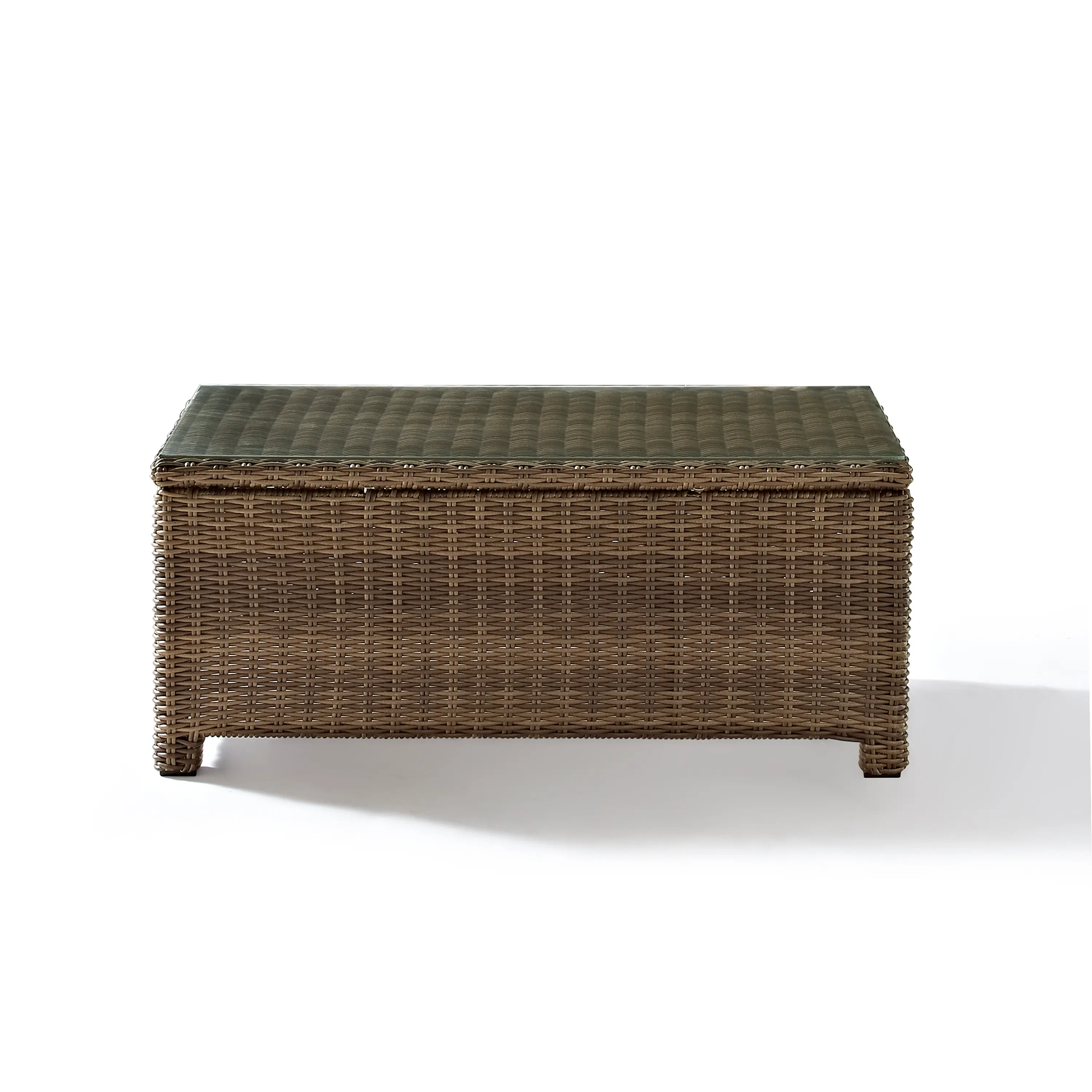 CO7208-WB Bradenton Wicker and Glass Patio Coffee Table-3