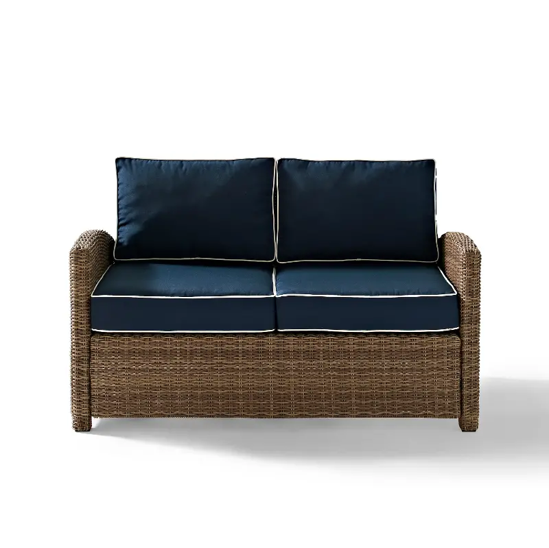 Bradenton Navy and Wicker Patio Loveseat