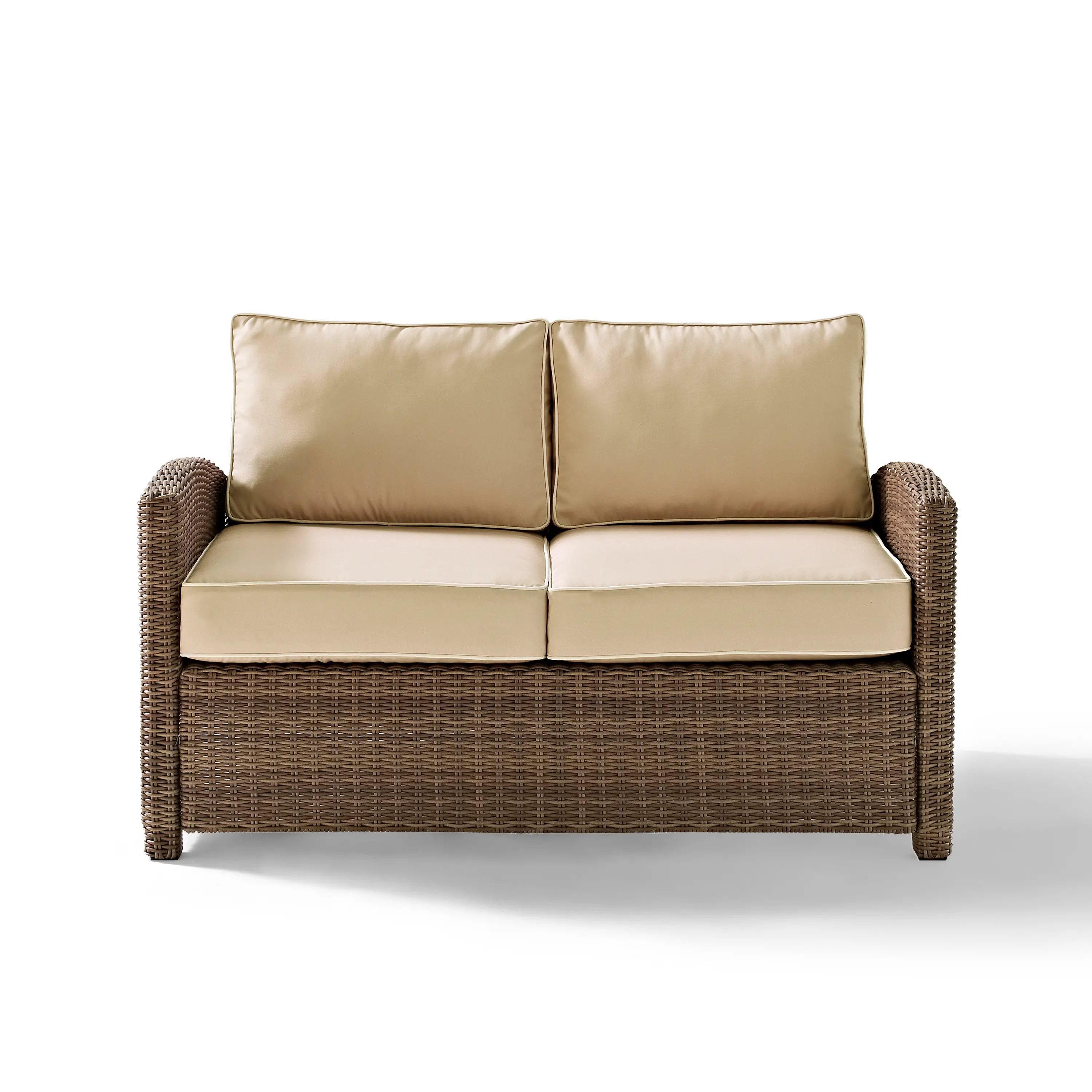KO70022WB-SA Bradenton Beige and Wicker Patio Loveseat-1