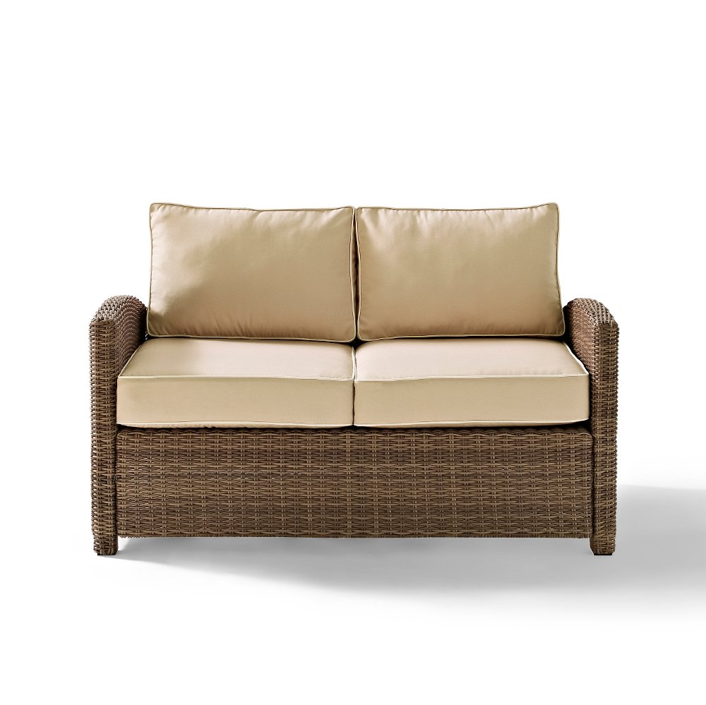Bradenton Beige and Wicker Patio Loveseat