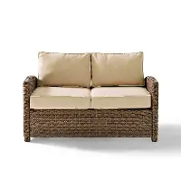 KO70022WB-SA Bradenton Beige and Wicker Patio Loveseat