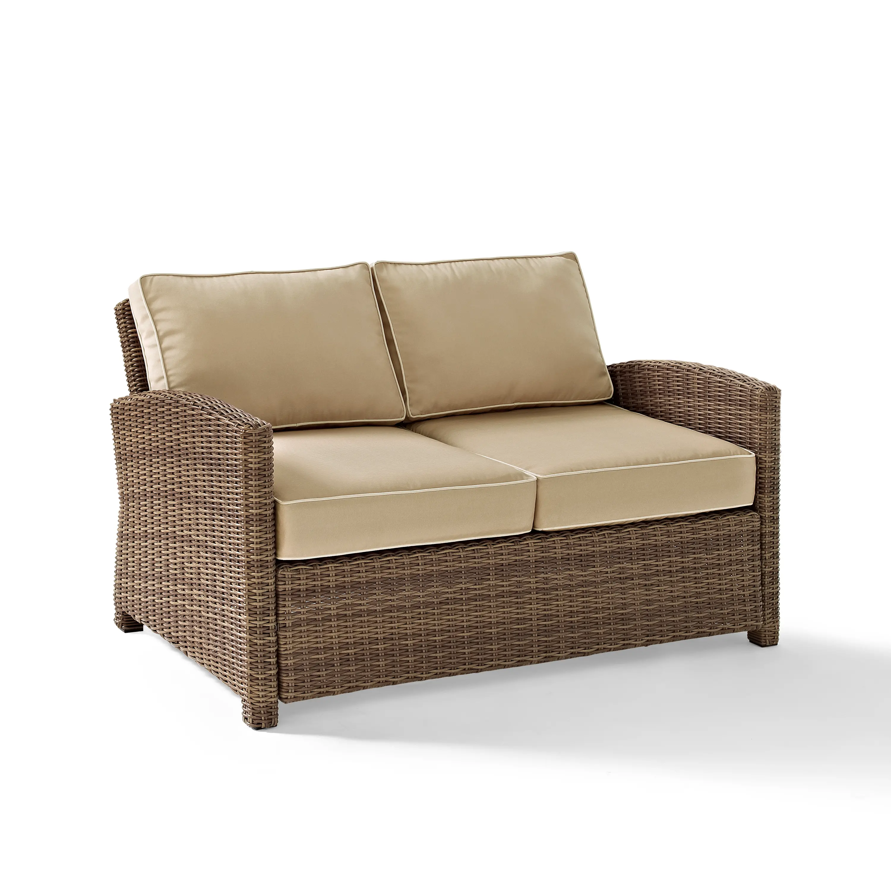 KO70022WB-SA Bradenton Beige and Wicker Patio Loveseat-3