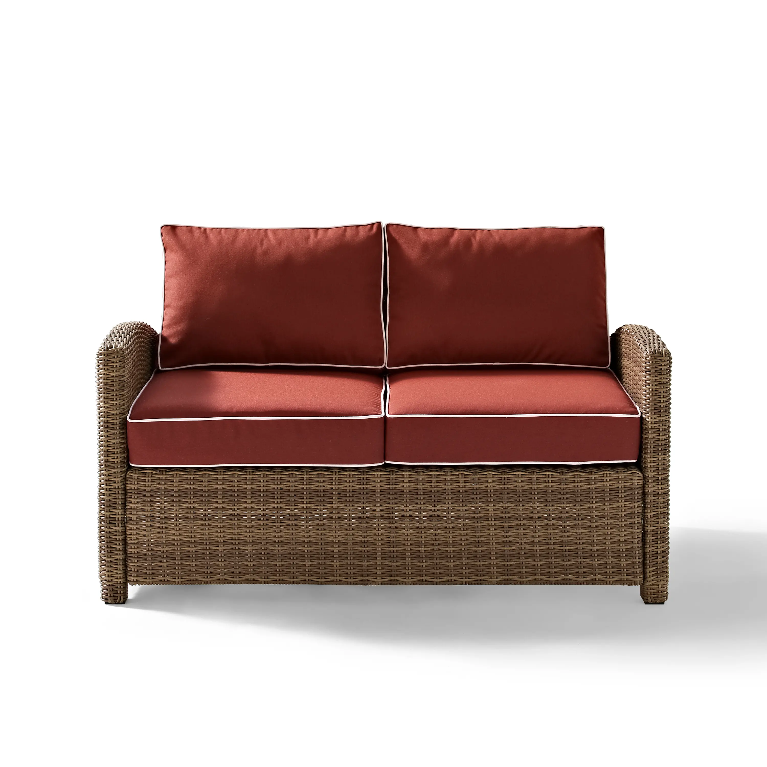 KO70022WB-SG Bradenton Red and Brown Wicker Patio Loveseat-1