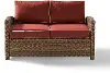 KO70022WB-SG Bradenton Red and Brown Wicker Patio Loveseat