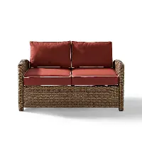 KO70022WB-SG Bradenton Red and Brown Wicker Patio Loveseat