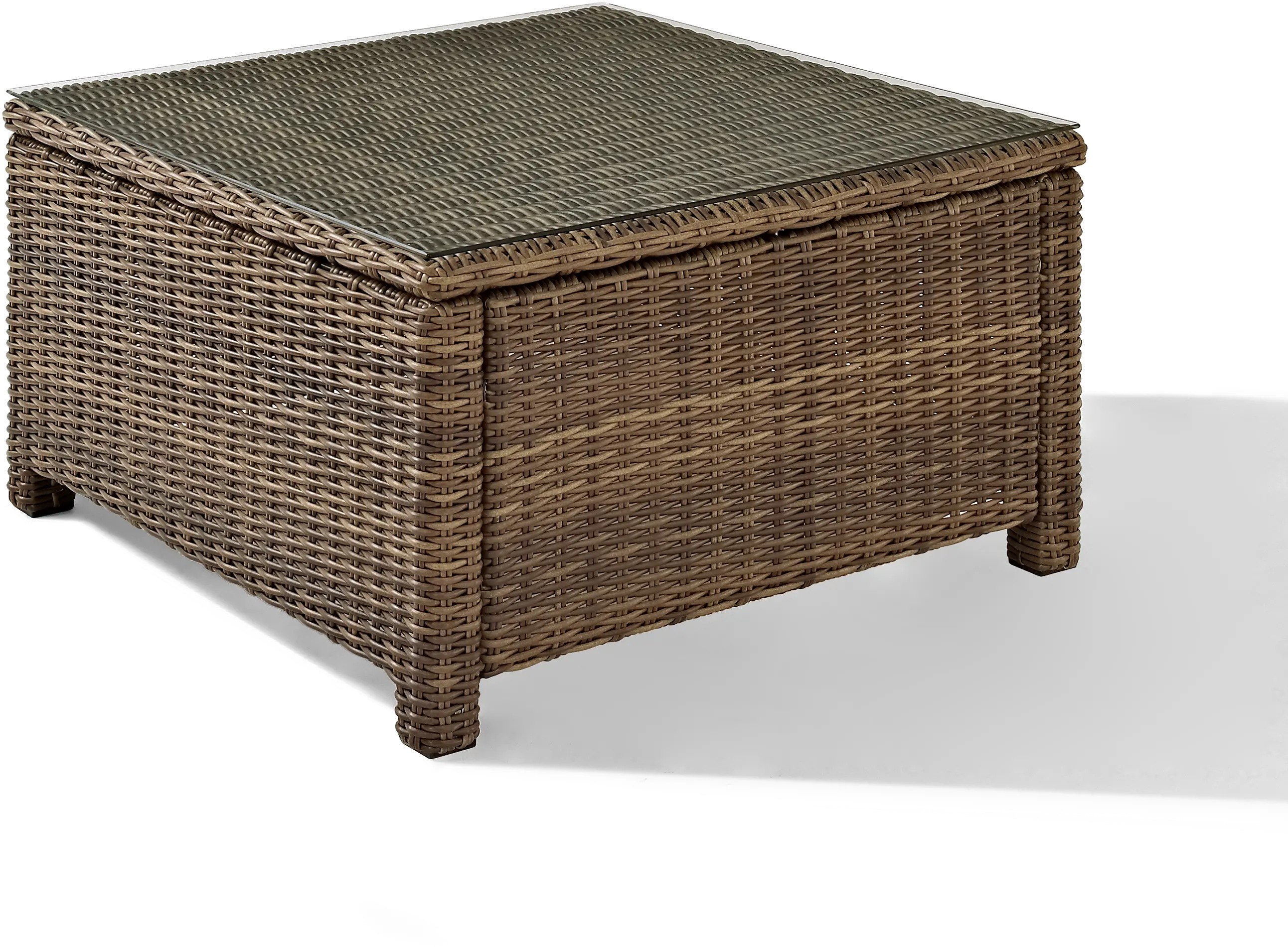 CO7207-WB Bradenton Wicker and Glass Square Patio Coffee Table-1