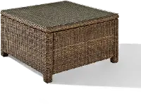 CO7207-WB Bradenton Wicker and Glass Square Patio Coffee Table