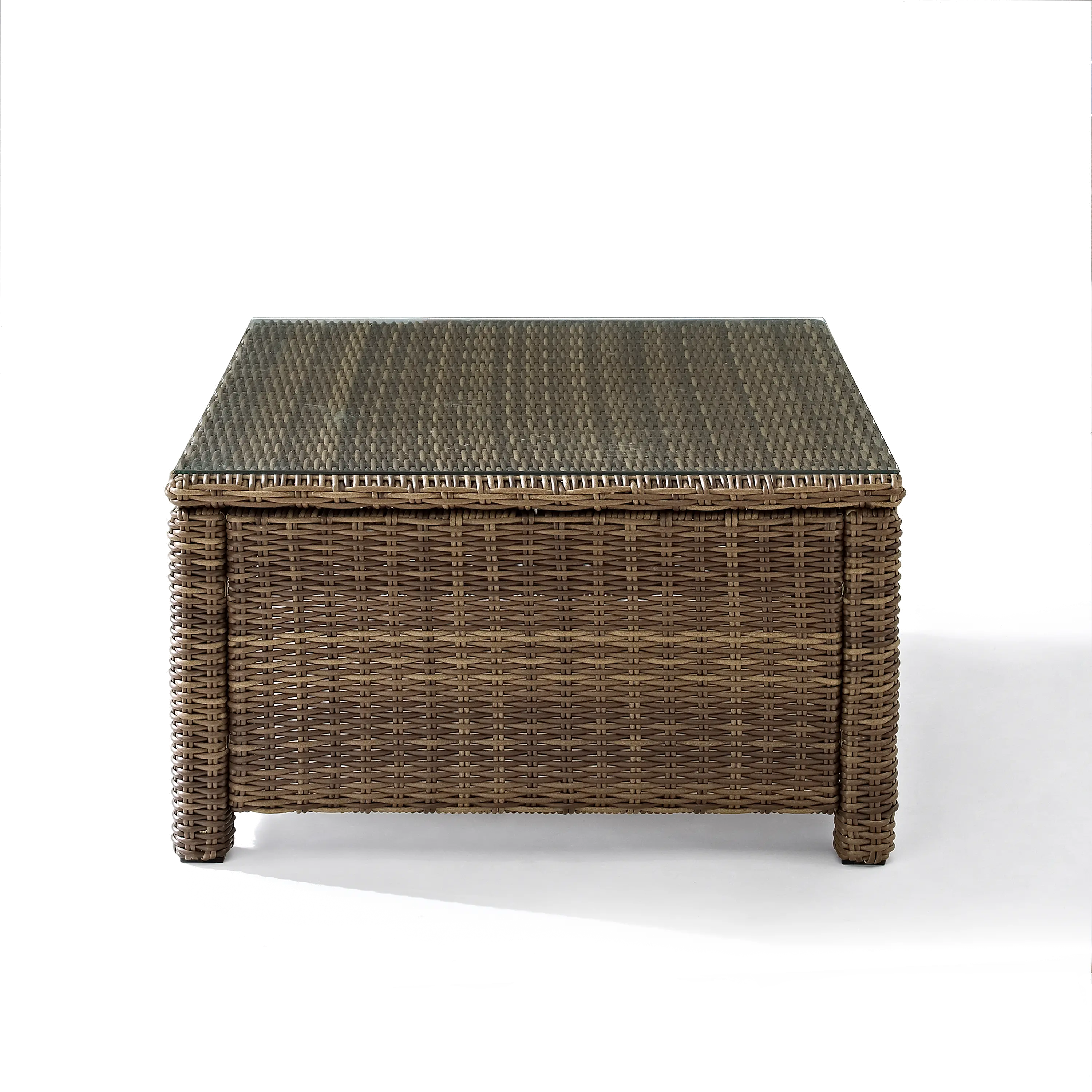 CO7207-WB Bradenton Wicker and Glass Square Patio Coffee Table-2