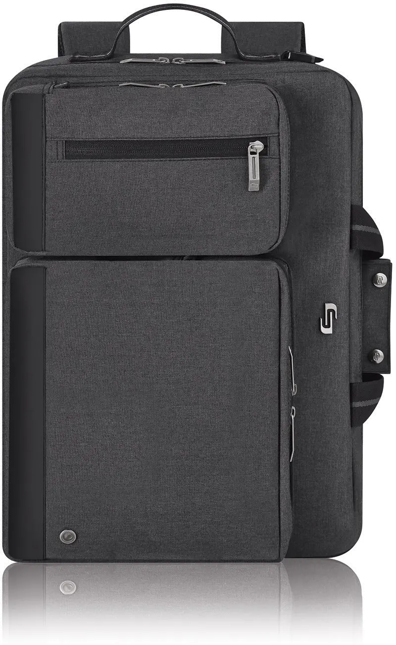 UBN310-10 SOLO 15.6 Inch Laptop Hybrid Briefcase Backpack - Gray -3