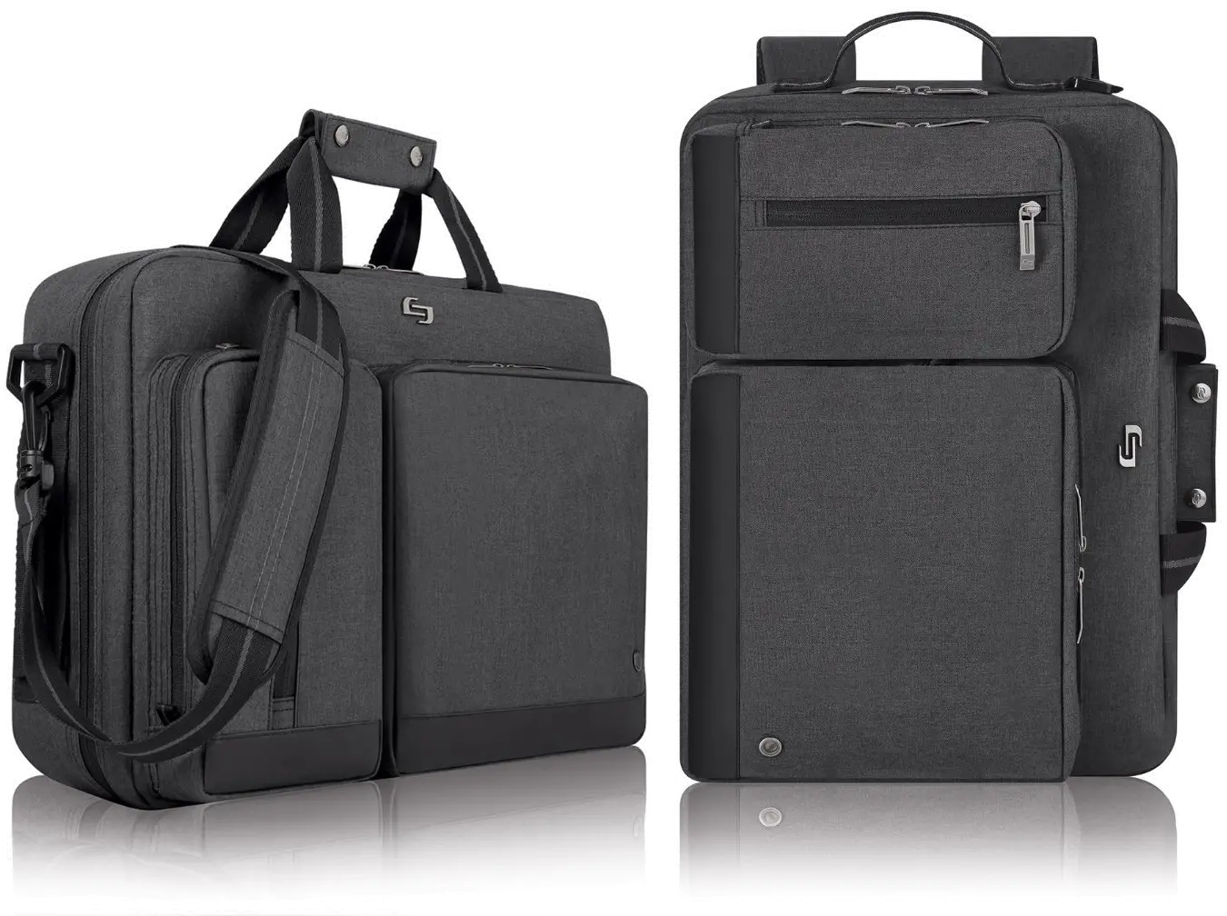 UBN310-10 SOLO 15.6 Inch Laptop Hybrid Briefcase Backpack - Gray -4